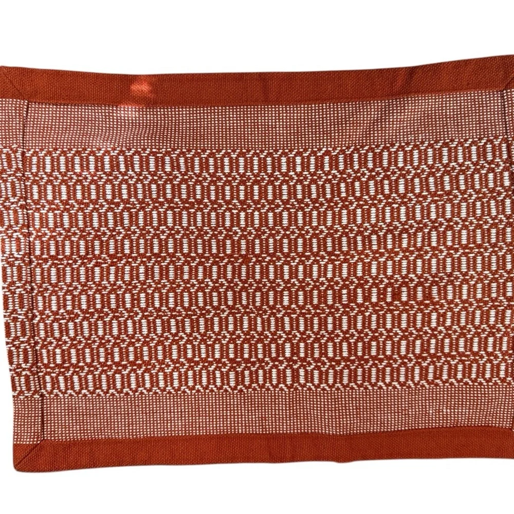 Set of 4 Table Placemats Rustic Red Orange and White Kitchenware